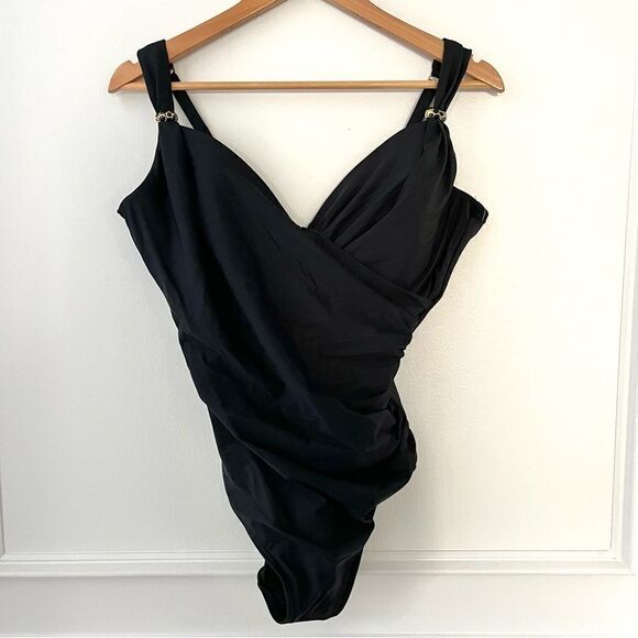 Miraclesuit Razzle Dazzle Twist Front Underwire Swimsuit in Black, Sz 16 NWOT - Picture 6 of 8